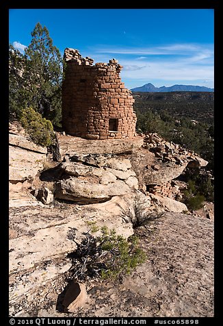 Tower, Painted Hand Pueblo tower. Canyon of the Anciens National Monument, Colorado, USA (color)
