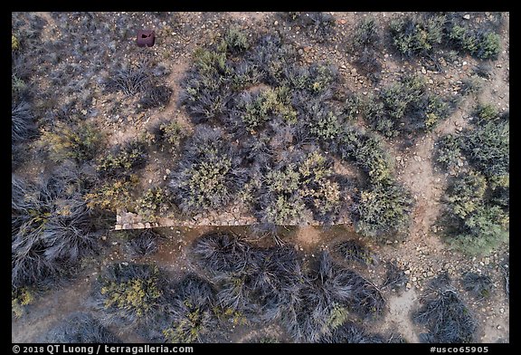 Aerial view looking straight down at Yucca House. Yucca House National Monument, Colorado, USA (color)