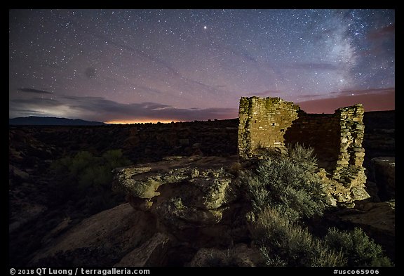 Tower Point at night. Hovenweep National Monument, Colorado, USA (color)