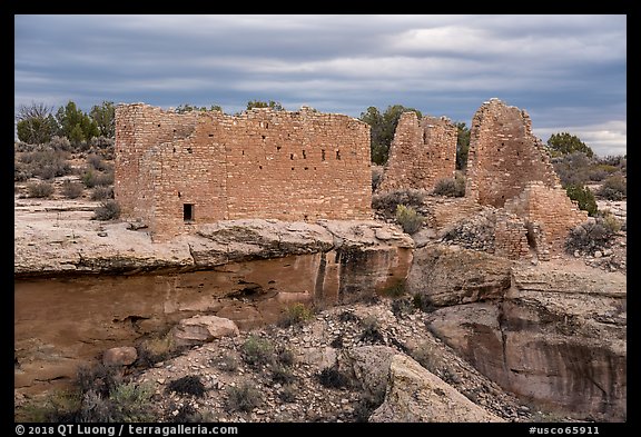 Hovenweep Castle across canyon. Hovenweep National Monument, Colorado, USA (color)