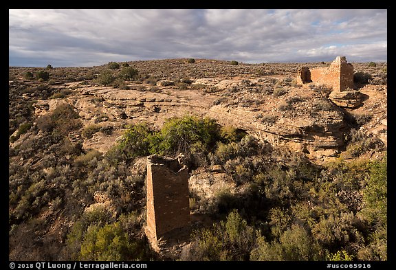 Square Tower and Hovenweep House. Hovenweep National Monument, Colorado, USA (color)