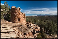Painted Hand Pueblo tower and landscape. Canyon of the Ancients National Monument, Colorado, USA ( color)