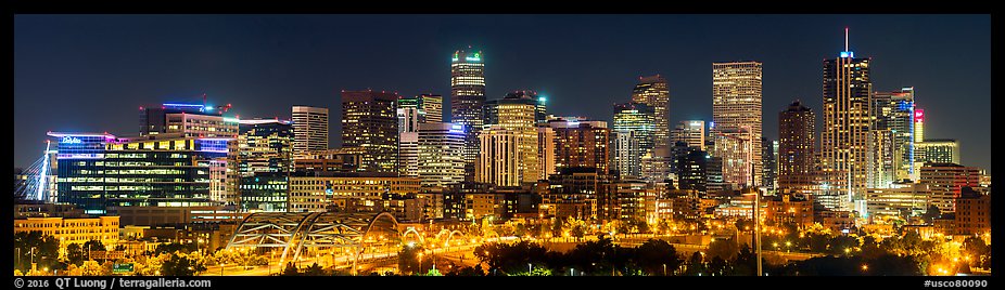 Skyline at night. Denver, Colorado, USA (color)