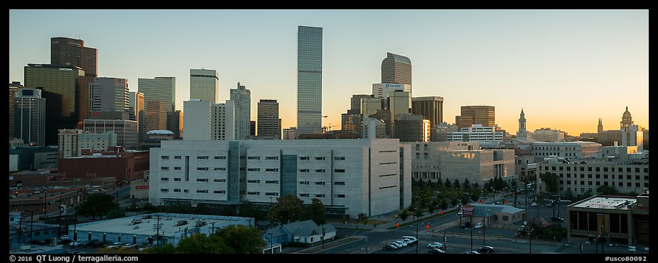 Skyline at sunrise. Denver, Colorado, USA (color)