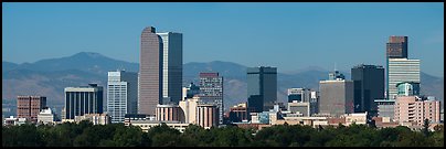 Skyline with Rocky Mountains. Denver, Colorado, USA (Panoramic color)