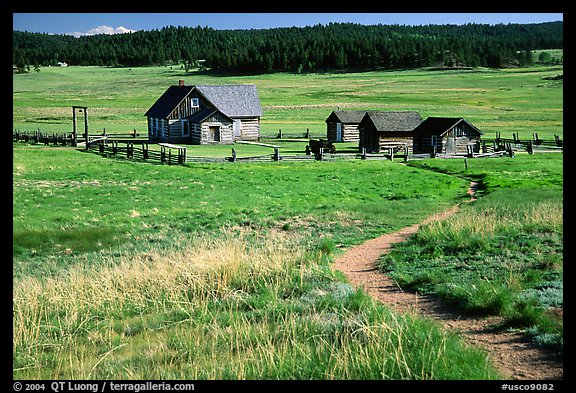 Historic barns,  Florissant Fossil Beds National Monument. Colorado, USA (color)