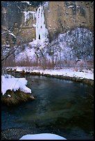 Creek and Frozen waterfall, Riffle Canyon. Colorado, USA