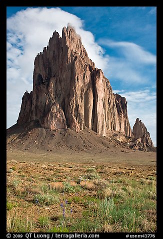 Shiprock, spring morning. Shiprock, New Mexico, USA (color)