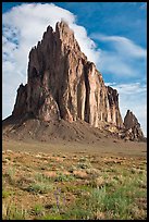 Shiprock, spring morning. Shiprock, New Mexico, USA ( color)