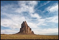 Shiprock volcanic plug raising above plain. Shiprock, New Mexico, USA ( color)