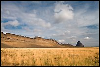 Serrated volcanic ridge leading to Shiprock. Shiprock, New Mexico, USA