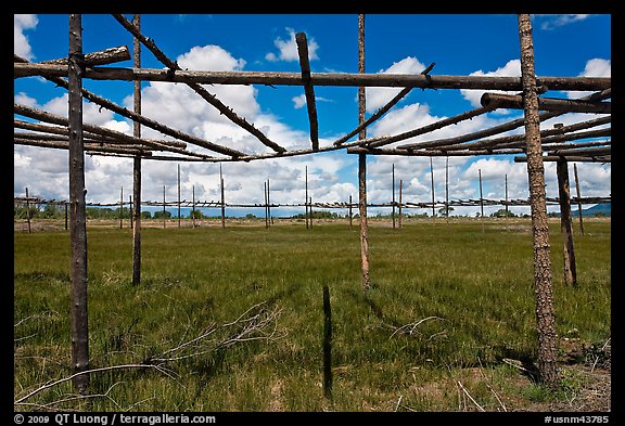 Drying rack in field. Taos, New Mexico, USA (color)