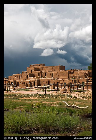 Largest multistoried Pueblo structure. Taos, New Mexico, USA