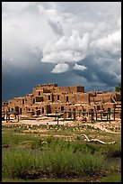 Largest multistoried Pueblo structure. Taos, New Mexico, USA (color)