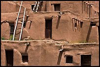 Detail of ancient earthen homes of Native Americans. Taos, New Mexico, USA (color)