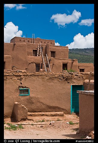 Multi-story adobe house. Taos, New Mexico, USA