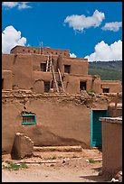 Multi-story adobe house. Taos, New Mexico, USA