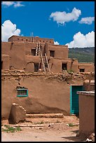 Multi-story adobe house. Taos, New Mexico, USA (color)