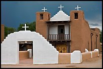 San Geronimo church under dark sky. Taos, New Mexico, USA