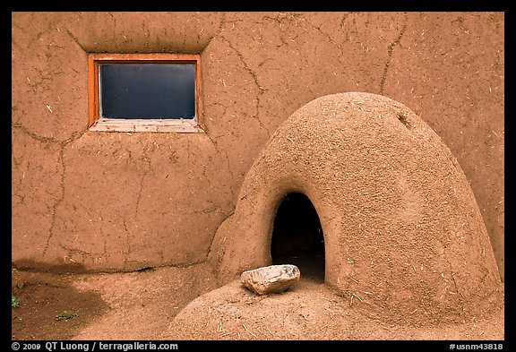 Domed oven and window. Taos, New Mexico, USA