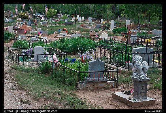 Tombs seen from the back, cemetery. Taos, New Mexico, USA