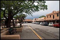 Plazza and shops. Taos, New Mexico, USA (color)