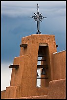 Church Bell tower in adobe style. Taos, New Mexico, USA