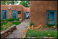 Front yard and pueblo style houses. Taos, New Mexico, USA ( color)