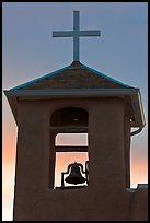Bell tower at sunset, San Francisco de Asisis church, Rancho de Taos. Taos, New Mexico, USA (color)