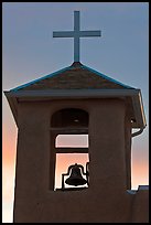 Bell tower at sunset, San Francisco de Asisis church, Rancho de Taos. Taos, New Mexico, USA