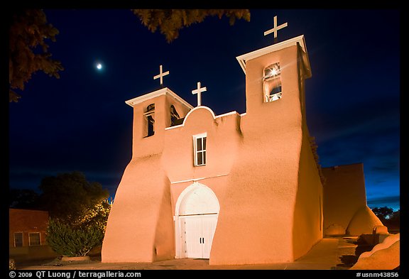 Church San Francisco de Asisis at night, Rancho de Taos. Taos, New Mexico, USA (color)