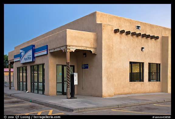 Post office in adobe style, Rancho de Taos. Taos, New Mexico, USA