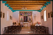 Interior of San Lorenzo Church, Picuris Pueblo. New Mexico, USA