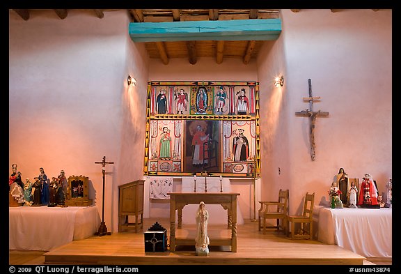 Altar, San Lorenzo Church, Picuris Pueblo. New Mexico, USA (color)
