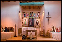 Altar, San Lorenzo Church, Picuris Pueblo. New Mexico, USA