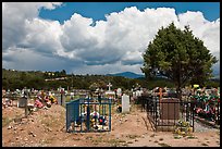 Fenced tombs, Truchas. New Mexico, USA (color)