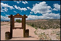 Marker and high desert scenery. New Mexico, USA