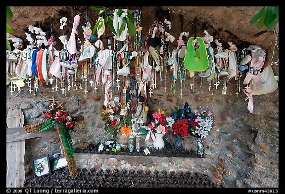 Niche with rosaries, Sanctuario de Chimayo. New Mexico, USA (color)