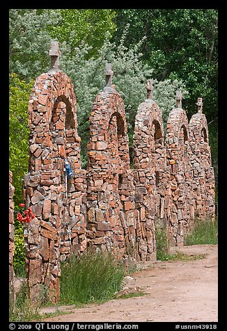 Row of crosses, Sanctuario de Chimayo. New Mexico, USA (color)