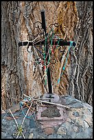 Metal cross festoned with rosaries, and crosses made of twigs, Sanctuario de Chimayo. New Mexico, USA ( color)