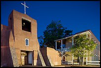 Church of San Miguel by night. Santa Fe, New Mexico, USA ( color)