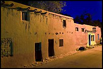 Oldest house in the US at night. Santa Fe, New Mexico, USA (color)