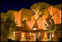 Loreto Inn by night. Santa Fe, New Mexico, USA (color)