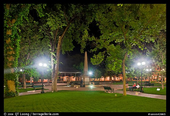 Park on the Plazza by night. Santa Fe, New Mexico, USA (color)