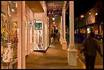 Galleries and sidewak by night. Santa Fe, New Mexico, USA (color)