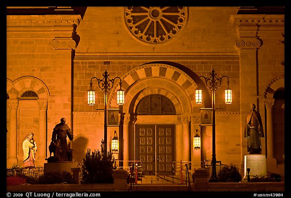 St Francis Cathedral by night. Santa Fe, New Mexico, USA (color)