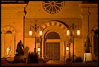 St Francis Cathedral by night. Santa Fe, New Mexico, USA