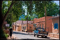 Canyon Road and art galleries. Santa Fe, New Mexico, USA (color)