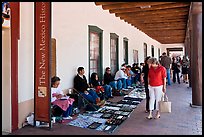 Palace of the Governors with native vendors. Santa Fe, New Mexico, USA (color)