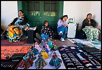 Native american women selling crafts. Santa Fe, New Mexico, USA